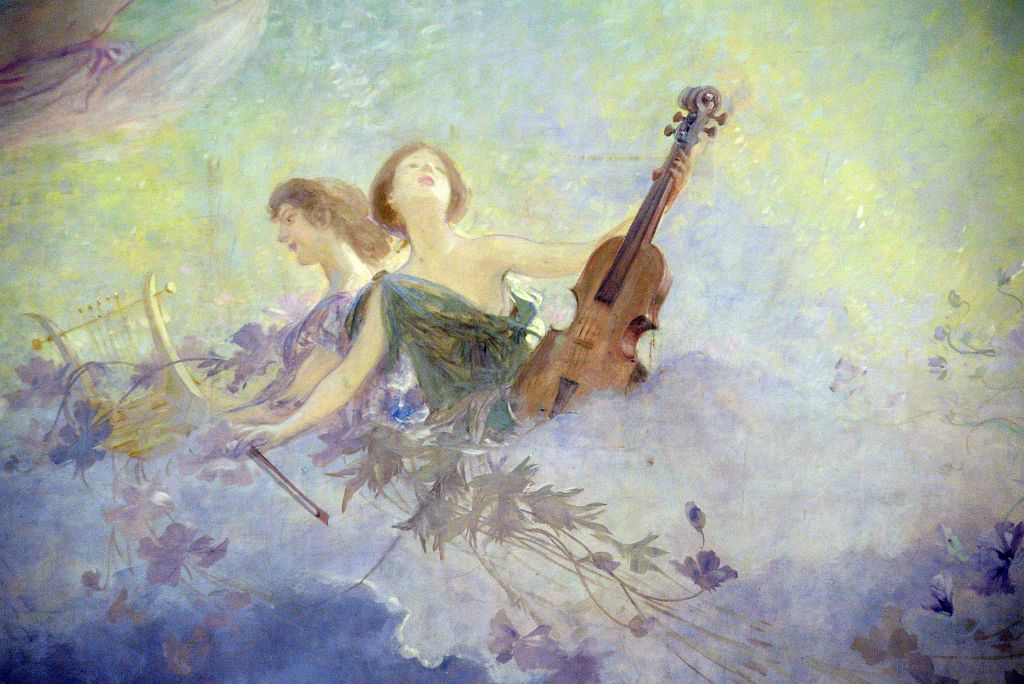 27 Female Musicians Ceiling Painting Close Up Golden Room Salon Dorado Teatro Colon Buenos Aires